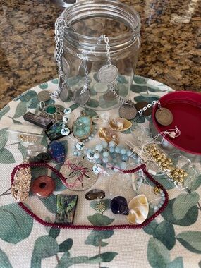 Mixed Bundle Jar Jewelry Beads Grab Bag Lot Geode